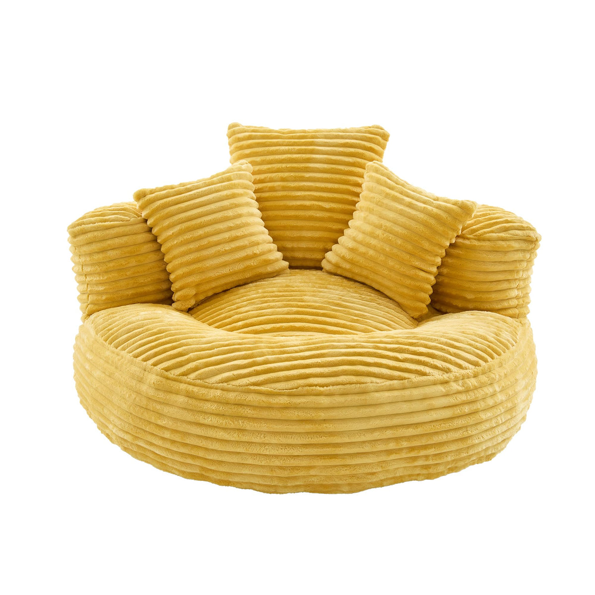 Oversized Memory Foam Bean Bag Chair with Pillows and Backrest, Mustard Yellow E44210