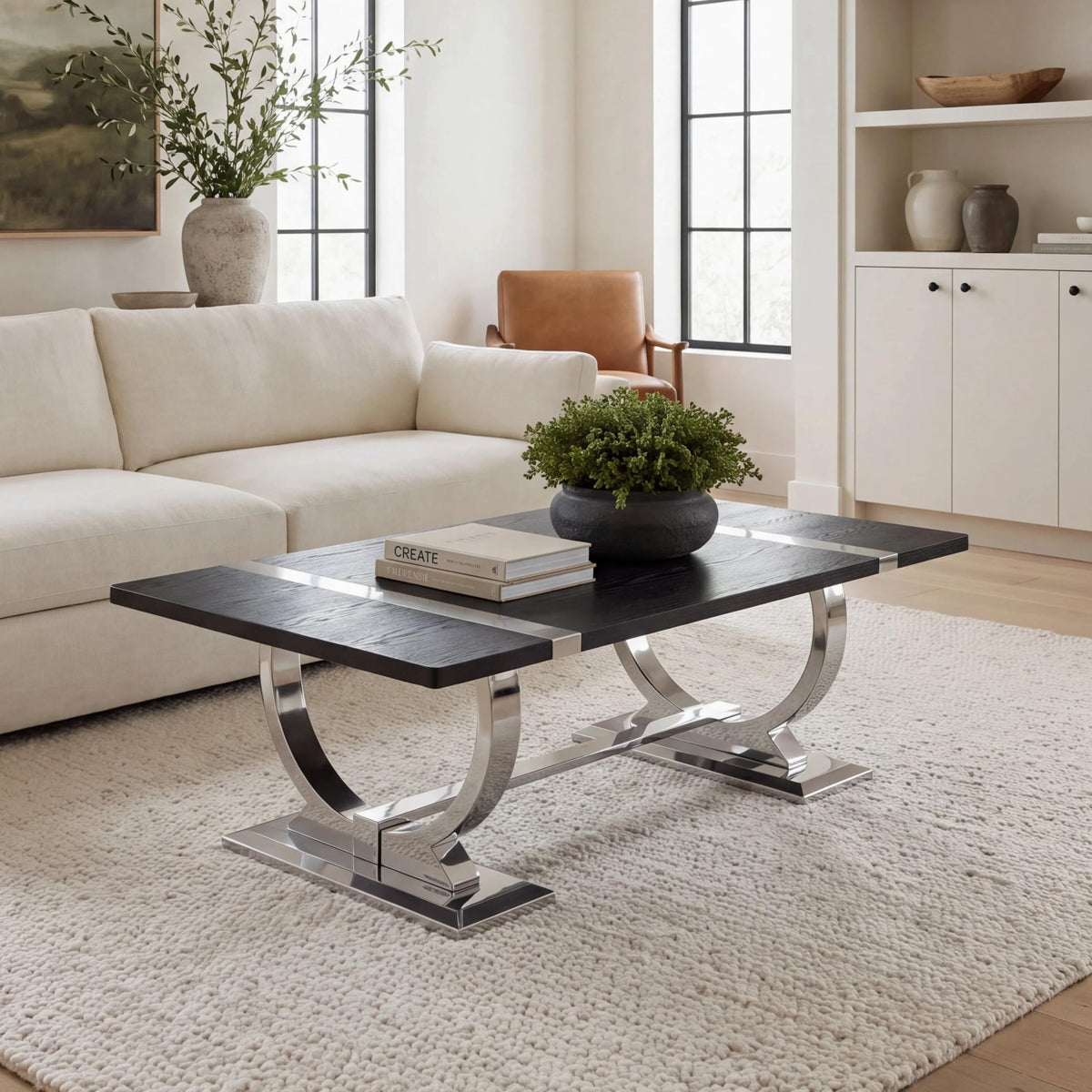 50" Black and Silver Coffee Table R2339