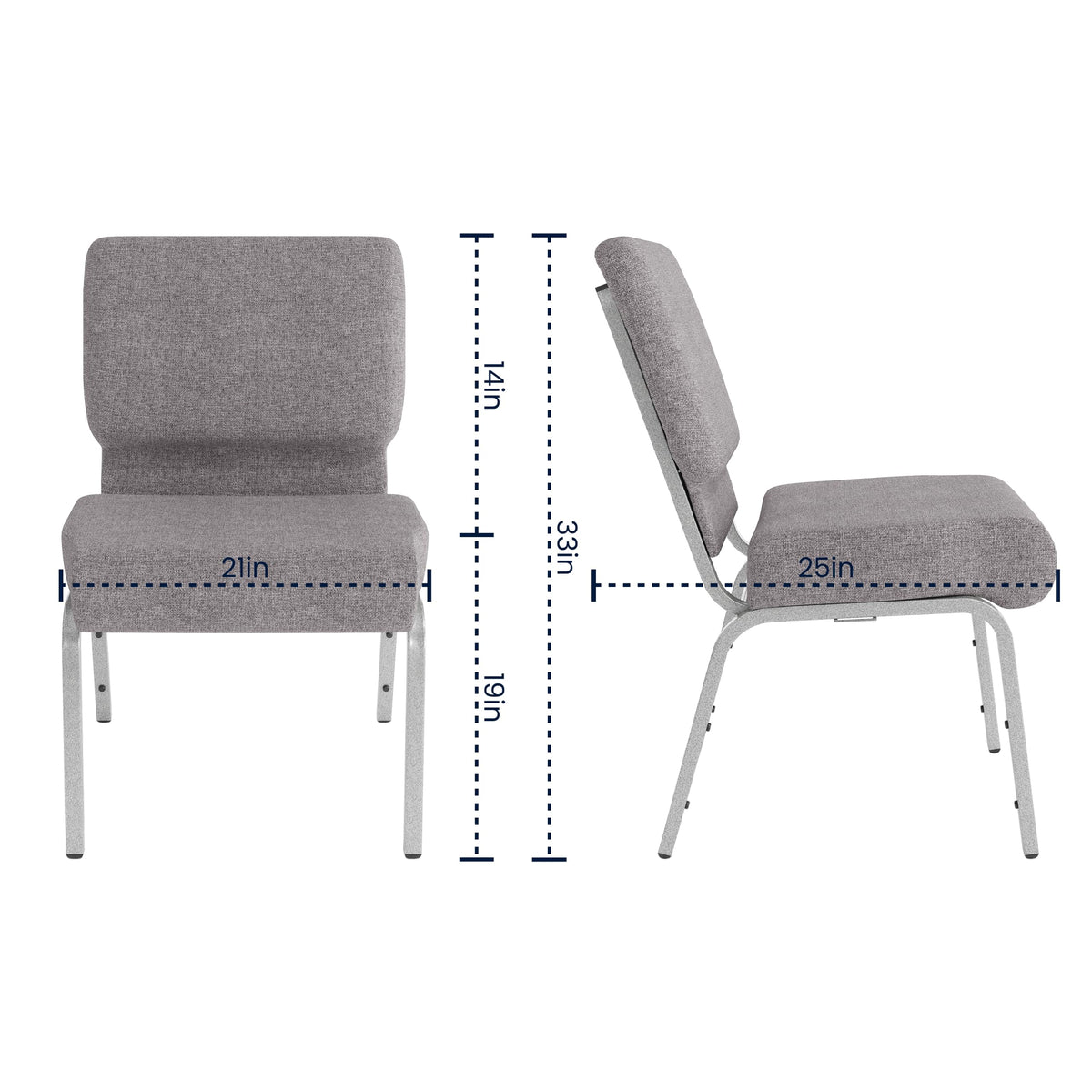 4 Pack Stacking Church Chair in Gray Fabric Q969240