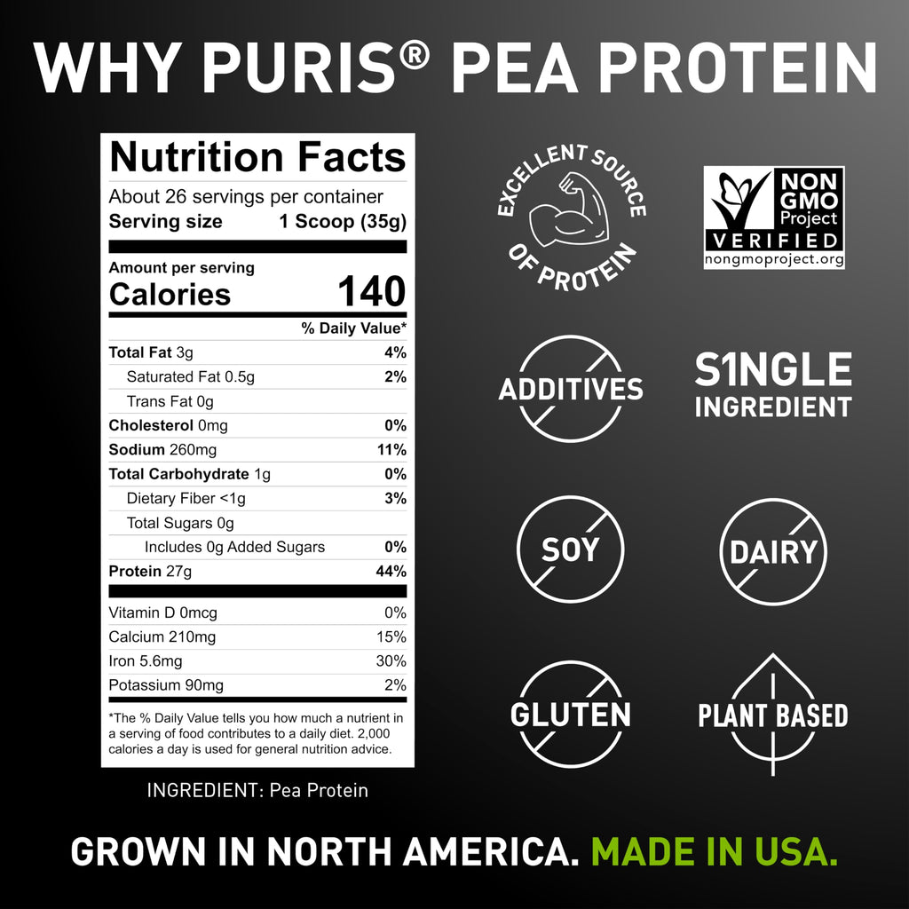 Vegan Pea Protein Powder, Unflavored, 2 lb T96312