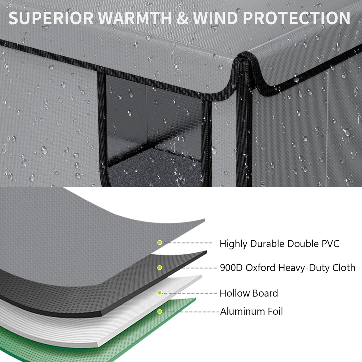 Weatherproof Outdoor Cat House with Thermal Aluminum Foil A40485