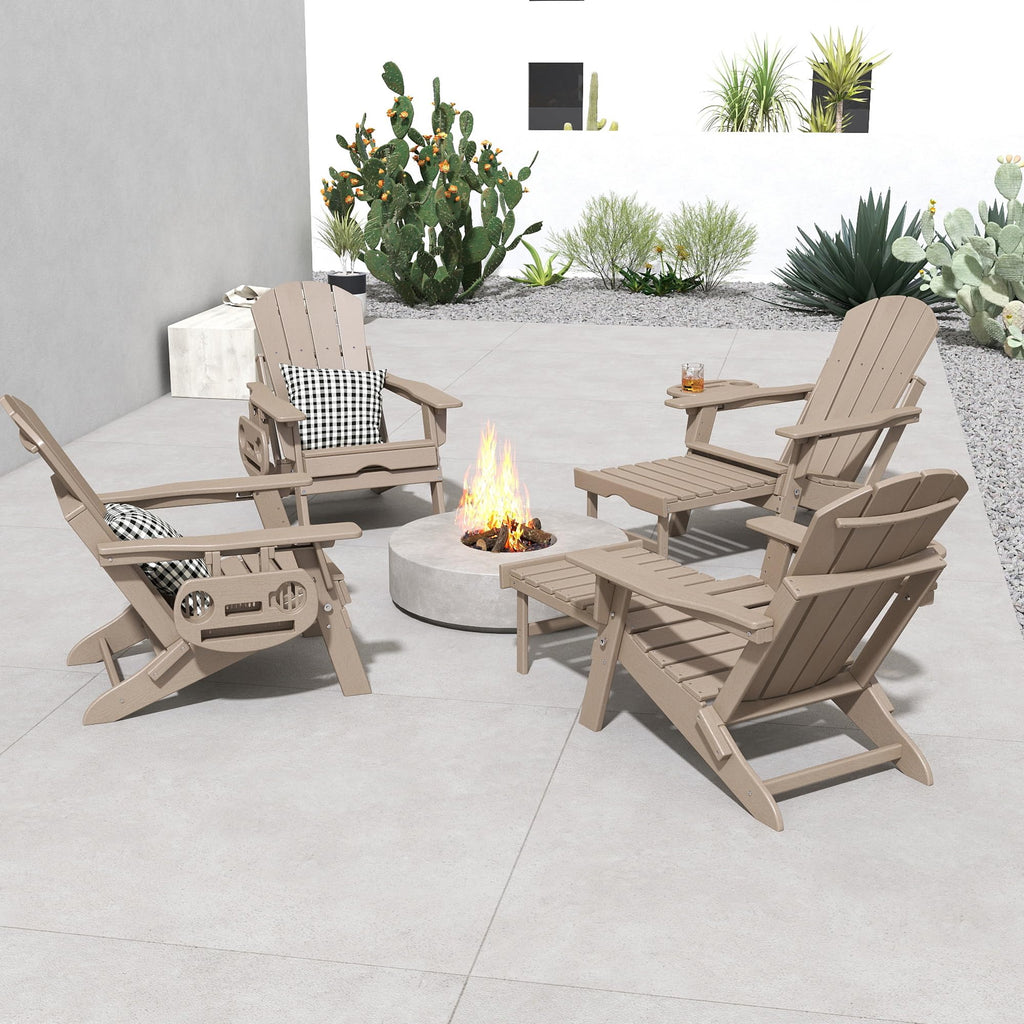 Folding Adjustable Adirondack Chair with Ottoman Set of 2 Q873799