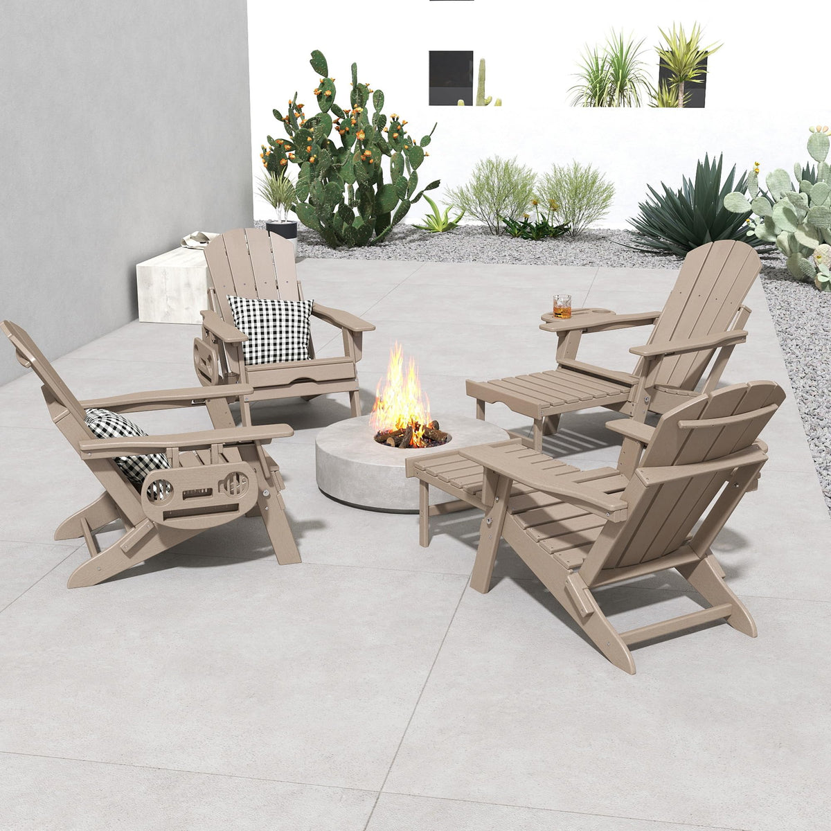 Folding Adjustable Adirondack Chair with Ottoman Set of 2 Q873799