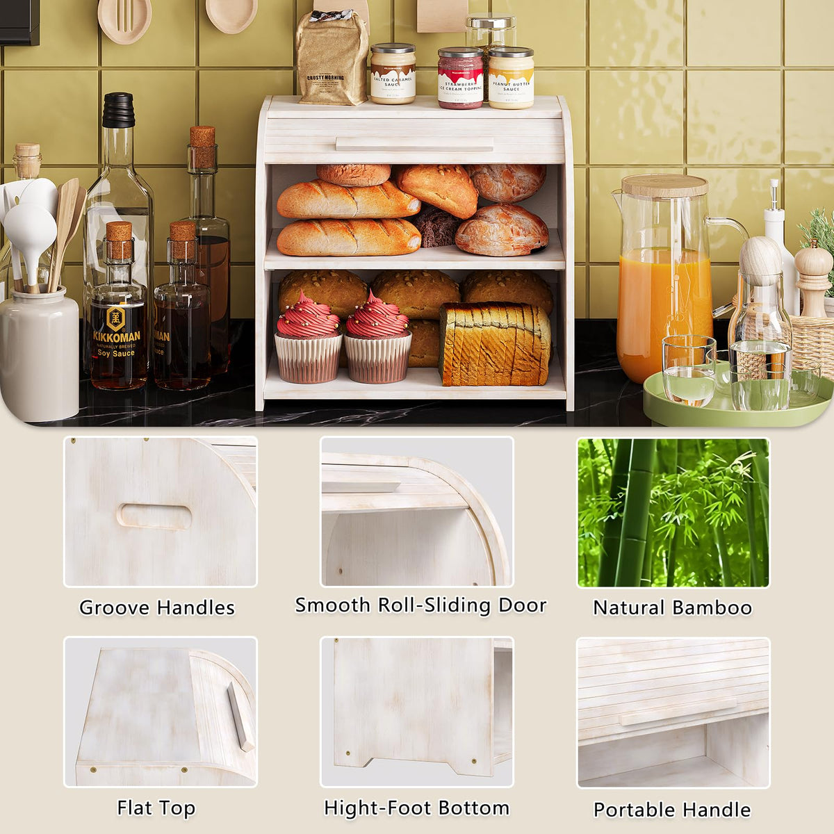 Bamboo Roll Top Bread Box K23780