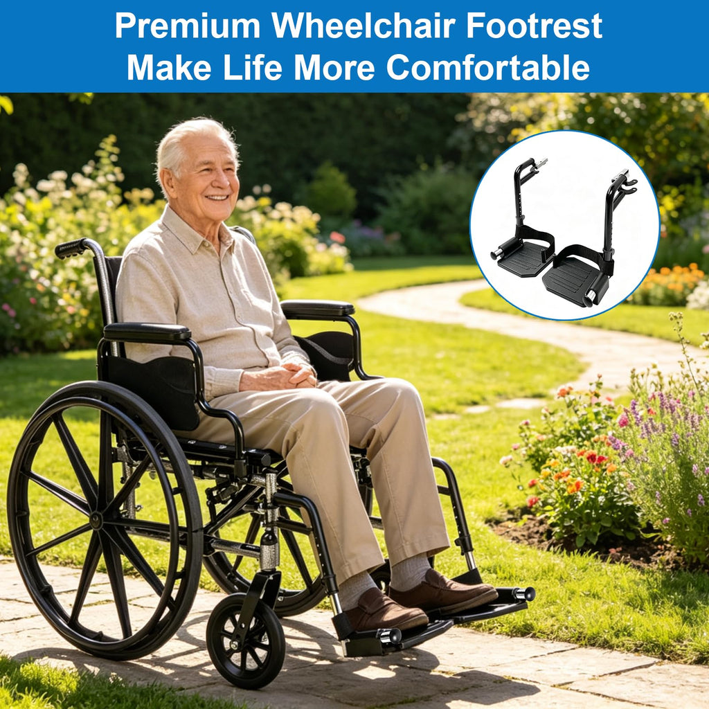 Black Wheelchair Footrest Replacement with Heel Loop J638