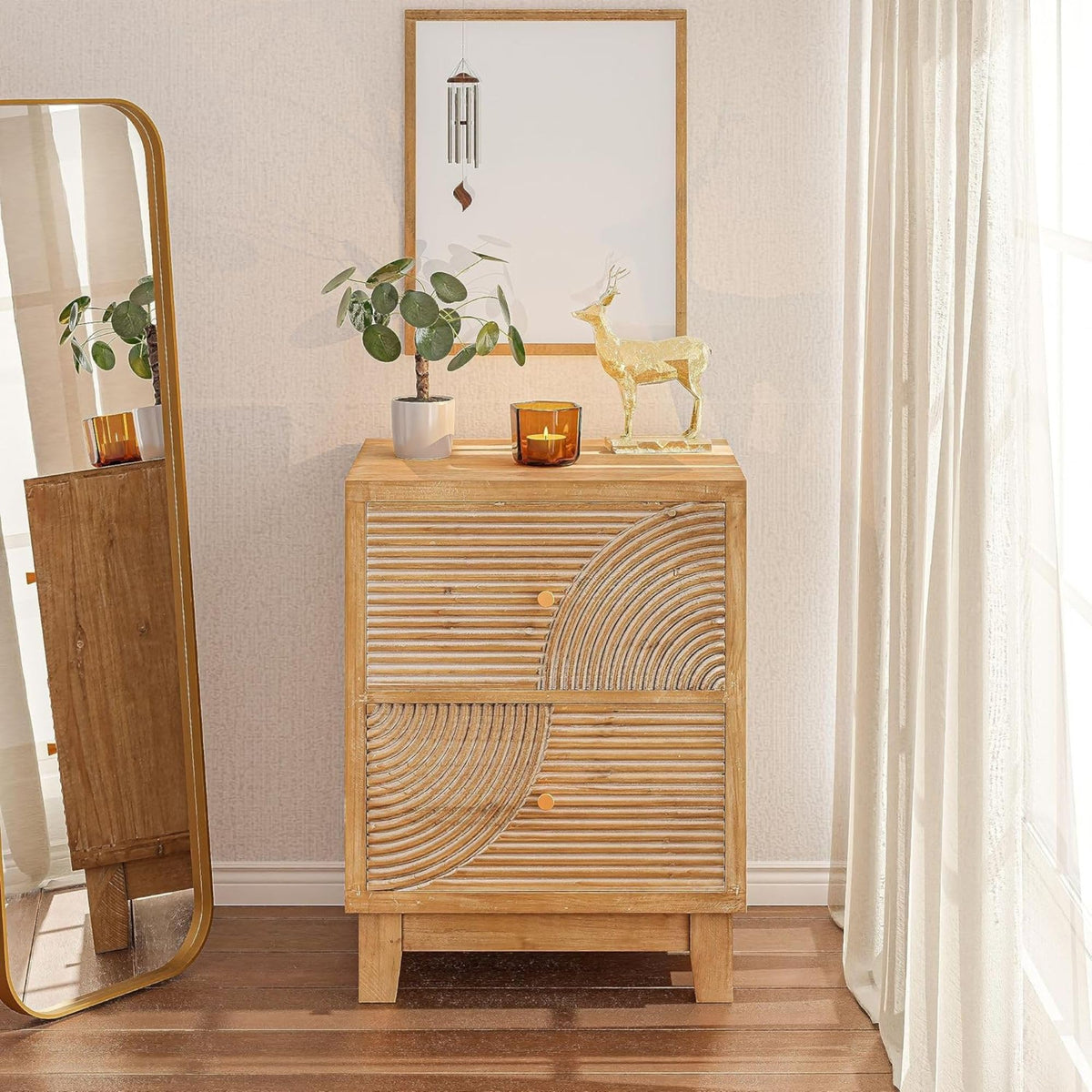 2 Drawer Wood Nightstand V928