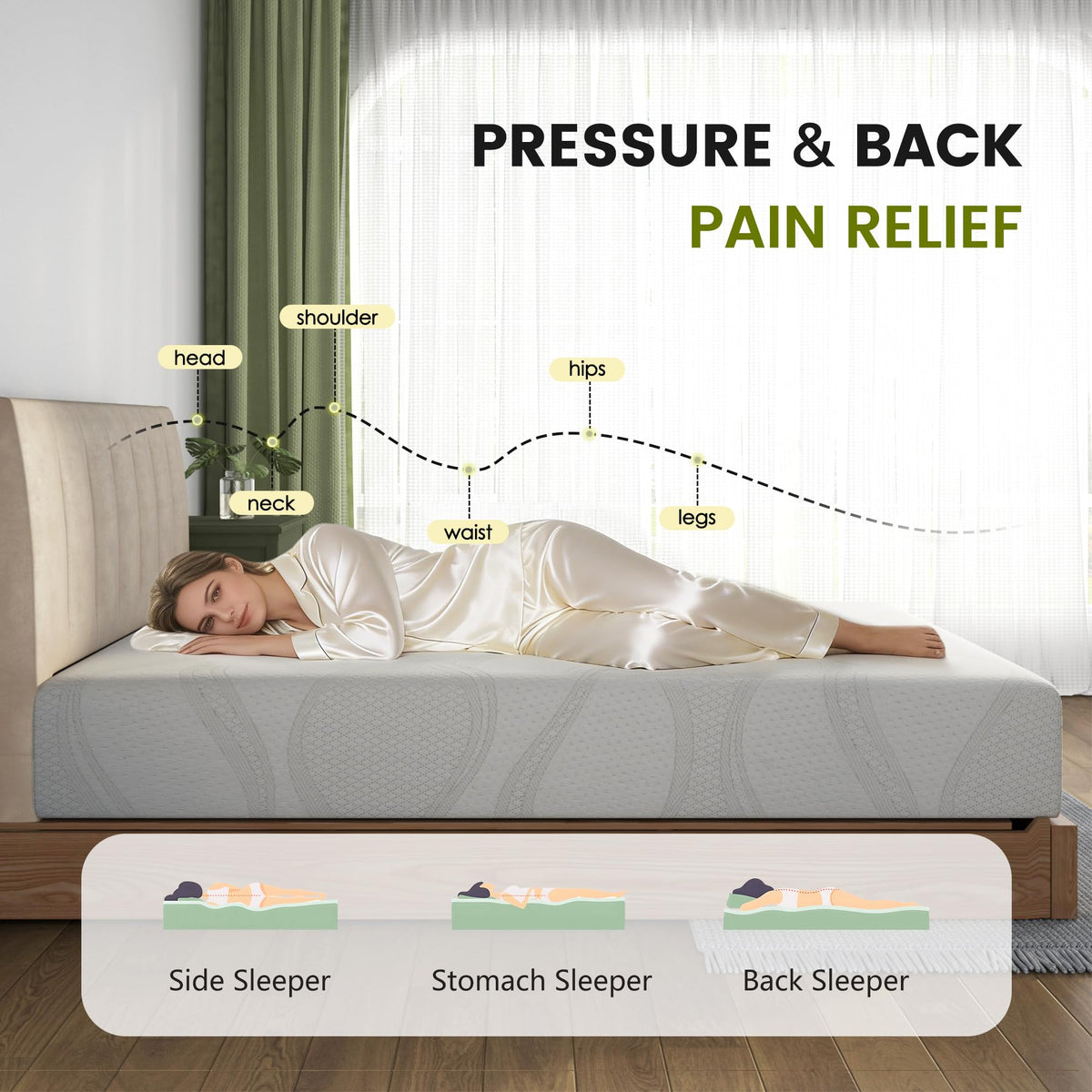 6 Inch Green Tea Gel Memory Foam Mattress R1797