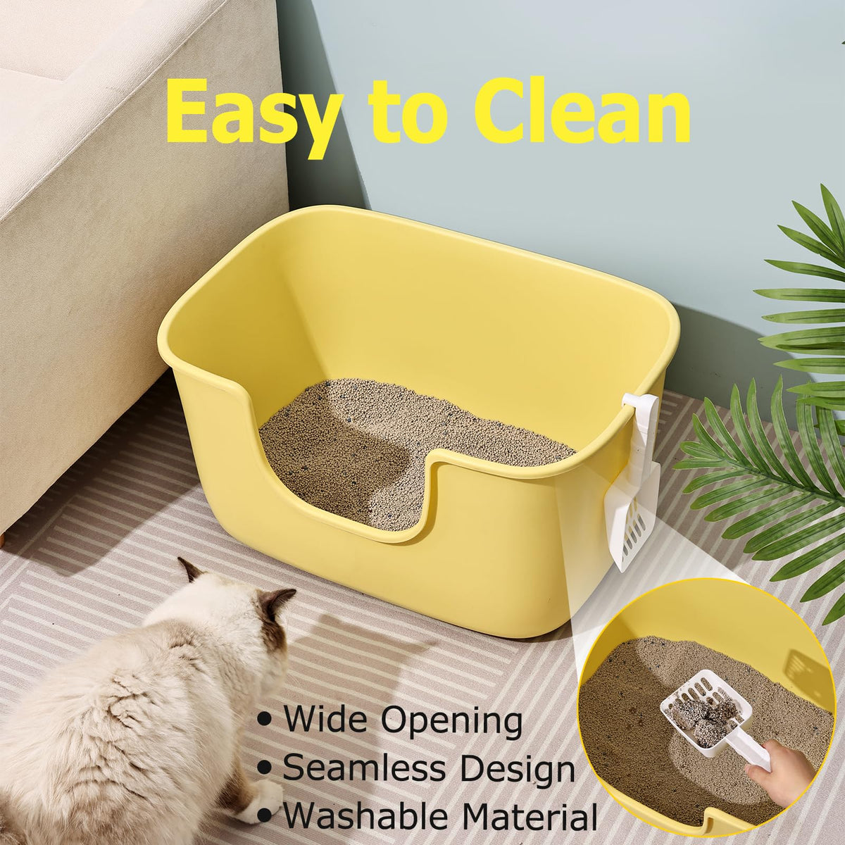 Extra Large Low Entry Cat Litter Box with High Sides Y770