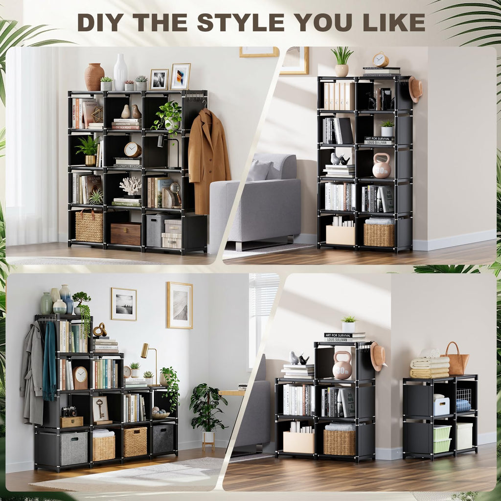 Black 12 Cube Metal Bookcase J3457
