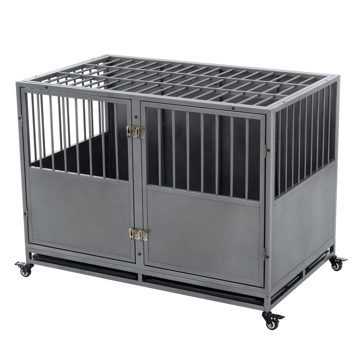 48 inch Heavy Duty Folding Metal Dog Cage with Divider Panel E203