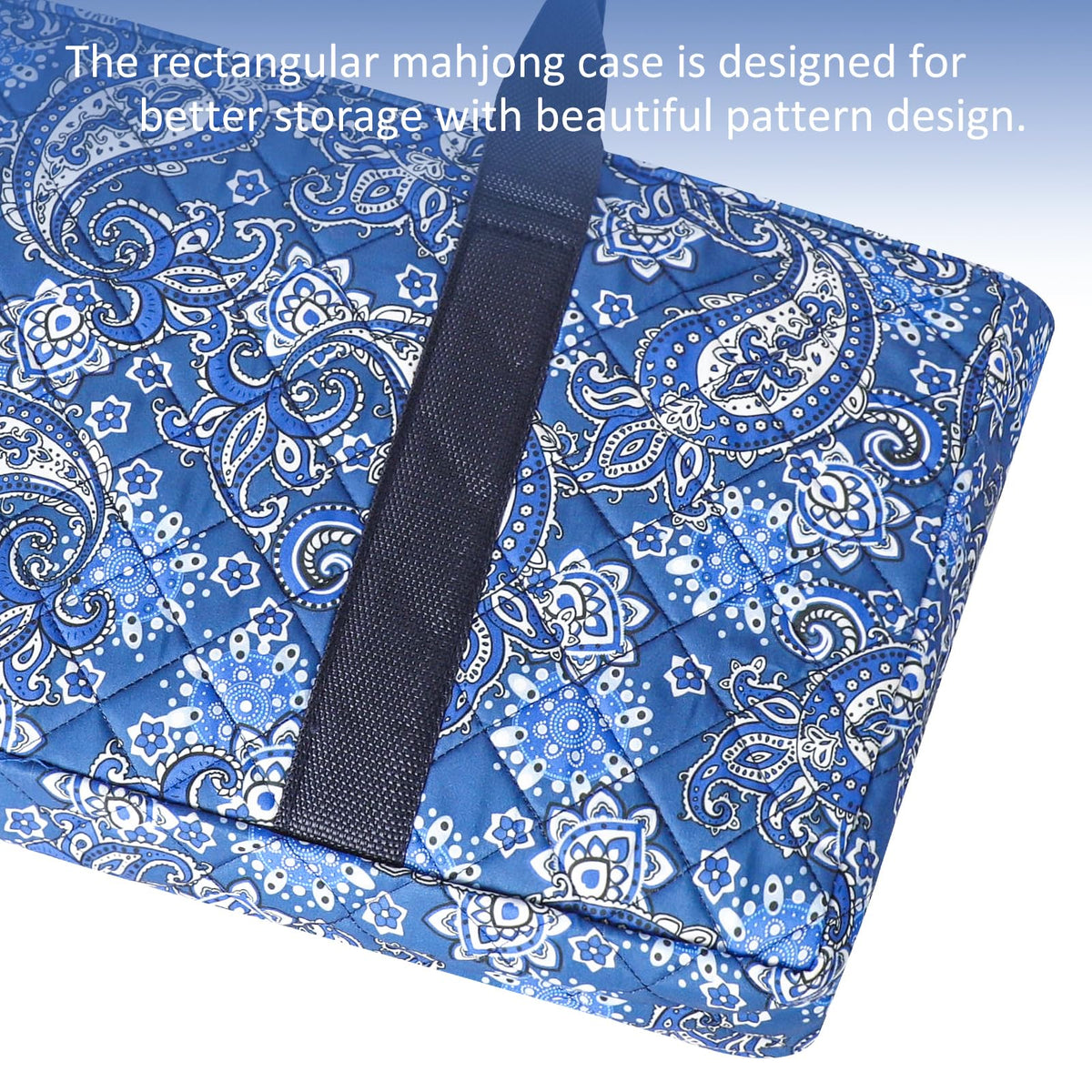 American Mahjong Game Set, 166 White Tiles, 4 Color Rack/Pushers, Blue Carrying Bag D719