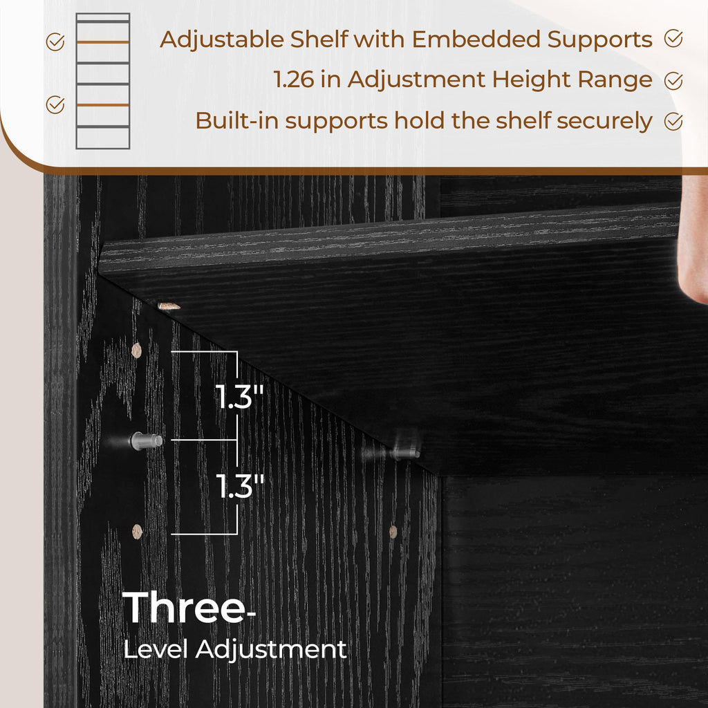 Black 7-Tier Adjustable Shelves Bookcase P23075