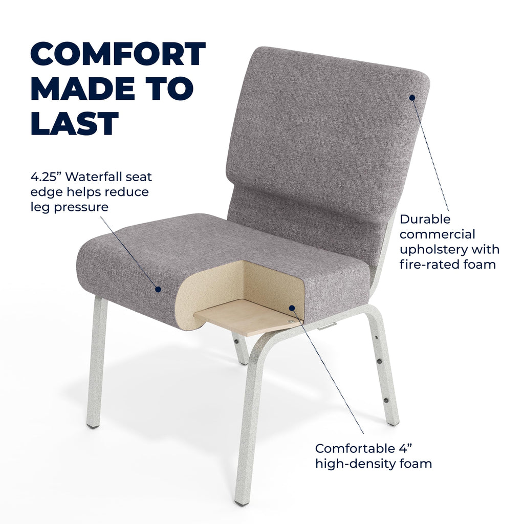 4 Pack Stacking Church Chair in Gray Fabric Q969240