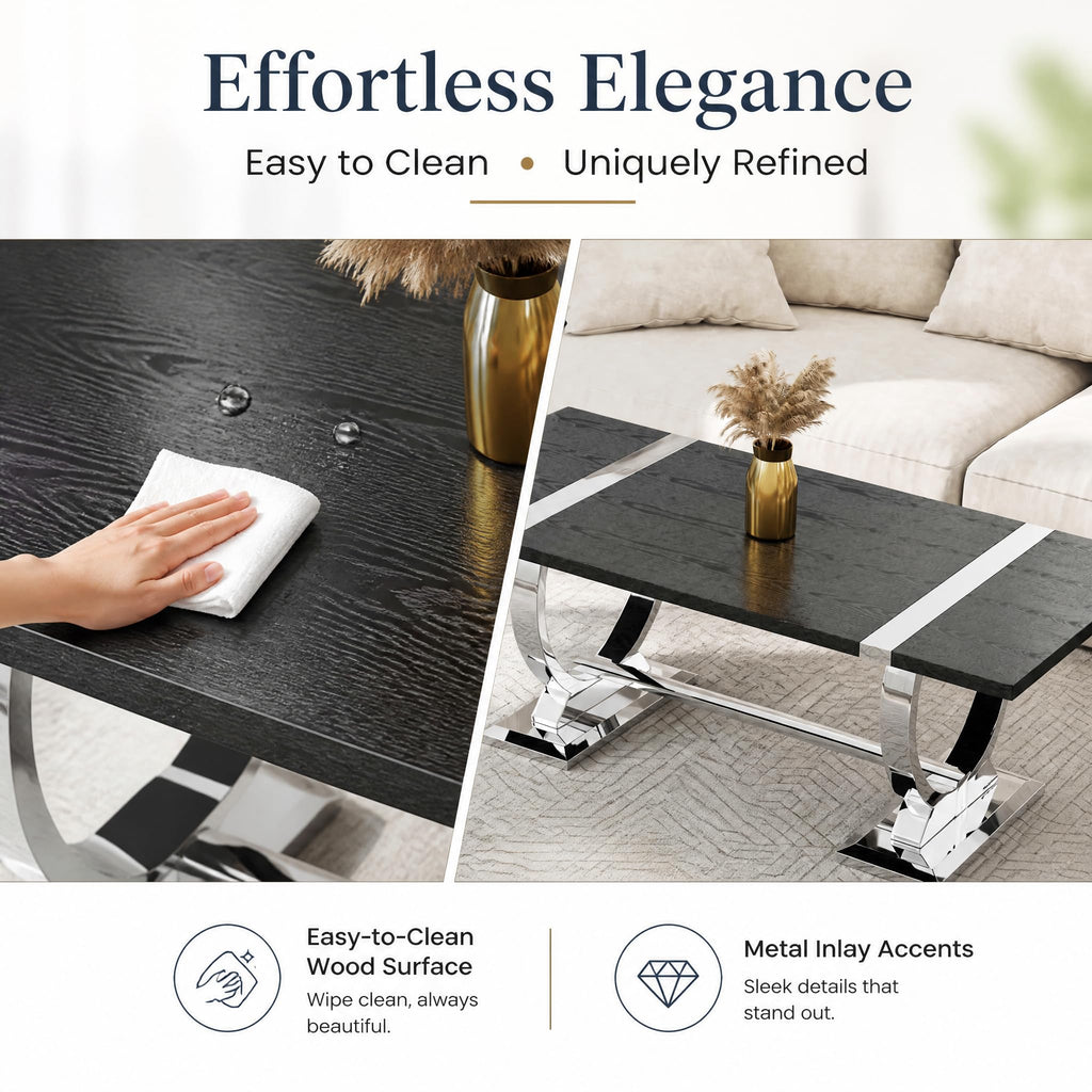 50" Black and Silver Coffee Table R2339