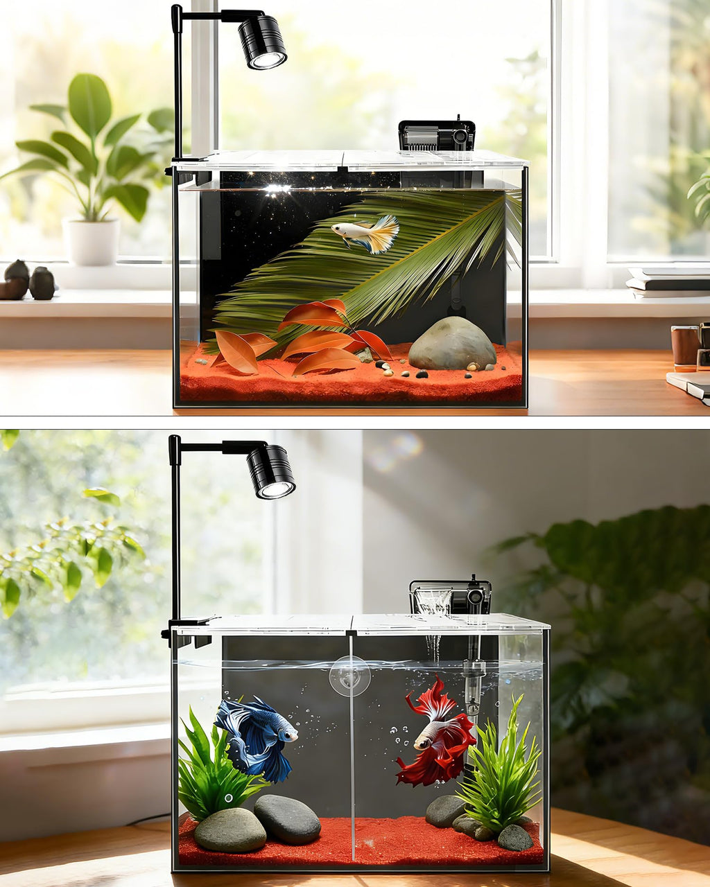 3 Gallon Ultra-Clear Glass Fish Tank with Filter and Led Light N73259