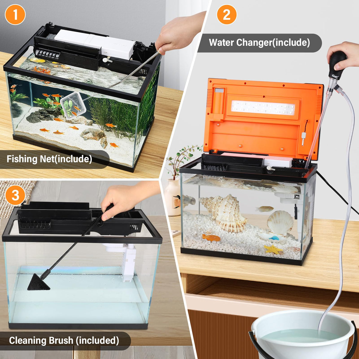 10 Gallon Glass Aquarium Starter Kit with Light Heater Pump Filter E163699