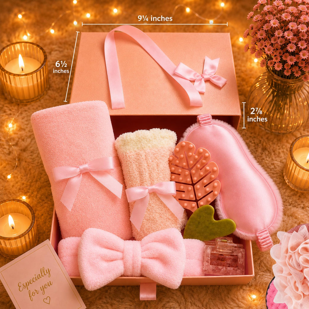 11pc Pink Spa Gift Set with Gua Sha and Sleep Mask F271904