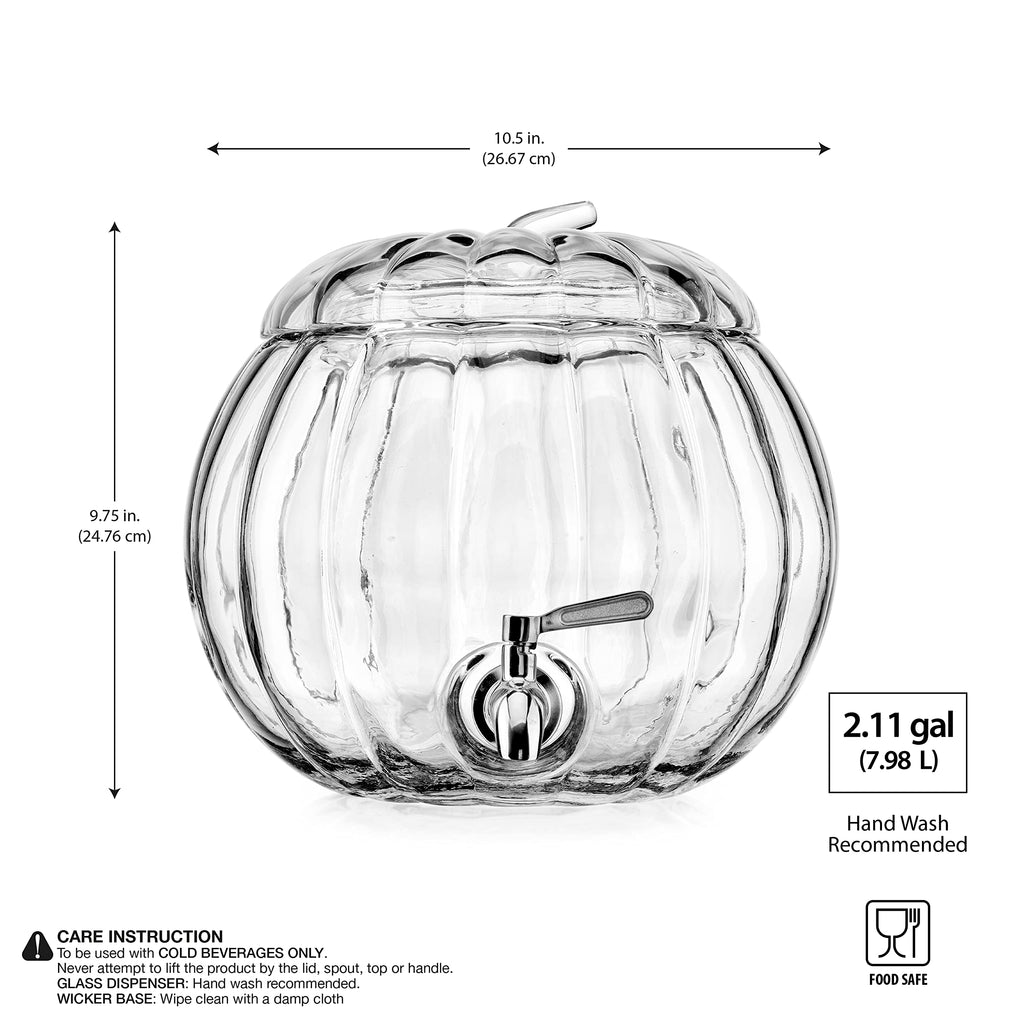 2.11 Gallon Clear Glass Beverage Dispenser with Stainless Steel Spigot H205085