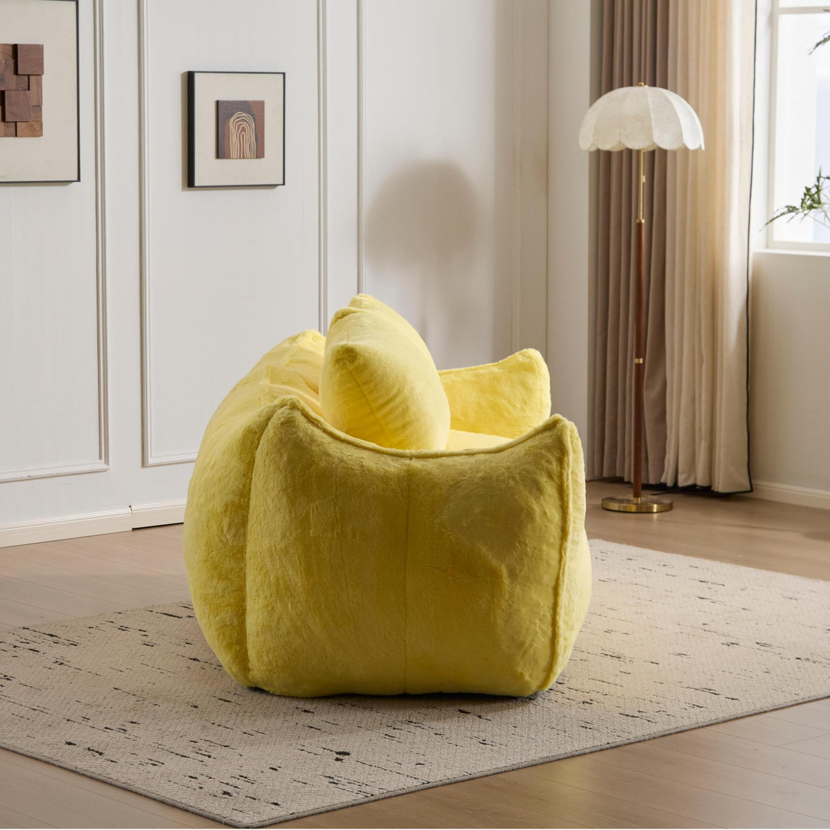Oversized Faux Fur Memory Foam Bean Bag Chair A462