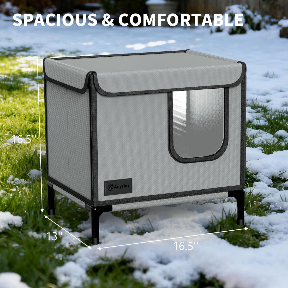 Weatherproof Outdoor Cat House with Thermal Aluminum Foil A40485