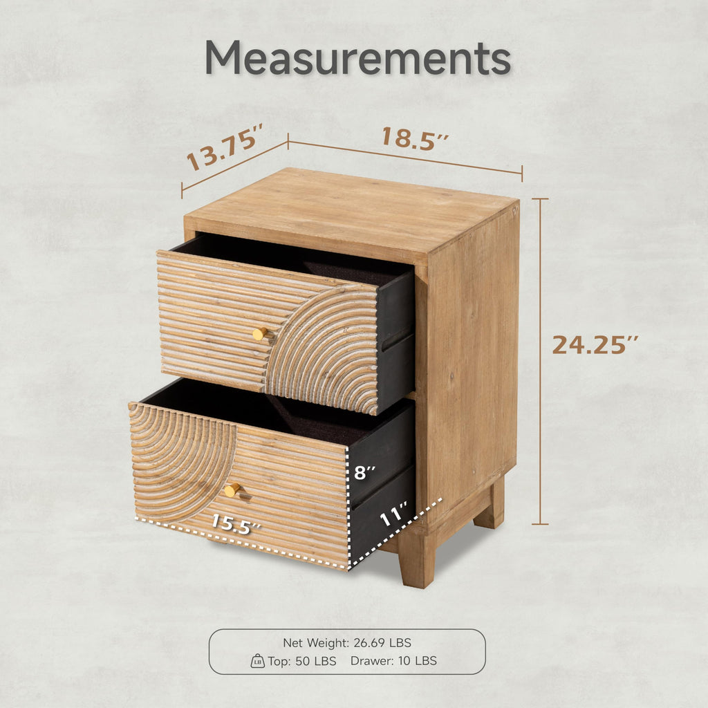 2 Drawer Wood Nightstand V928