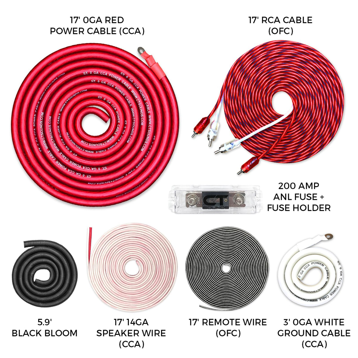 1/0 Gauge CCA Amp Wiring Install Kit X565622