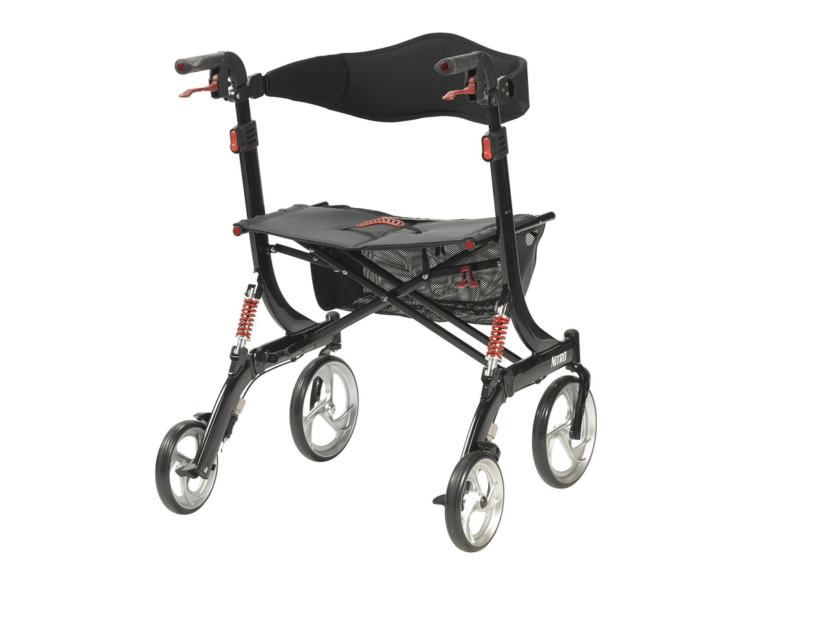 Heavy-Duty Foldable Rollator Walker with Seat, Black S5355