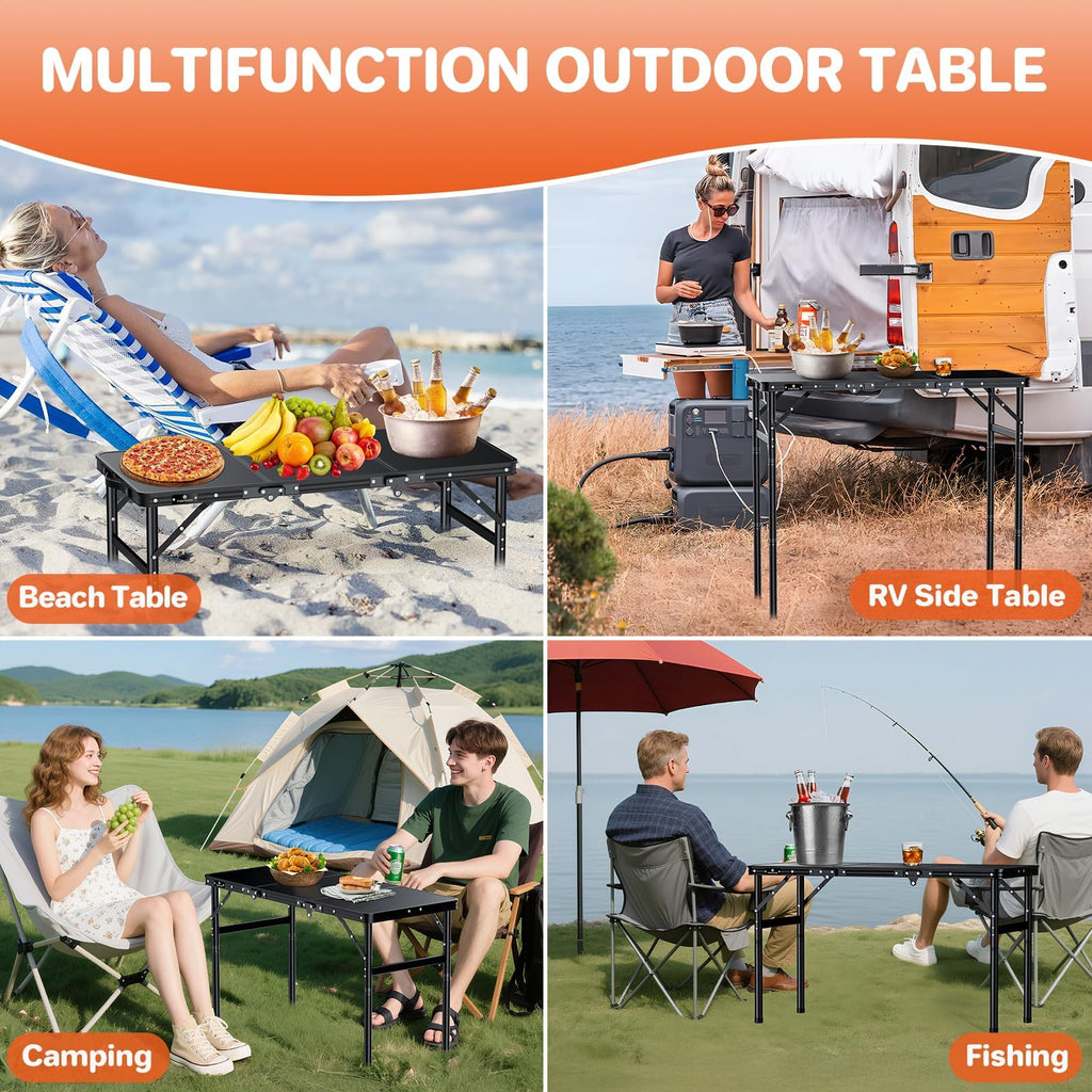 Aluminum Folding Camping Table 3 Height Adjustable W185482