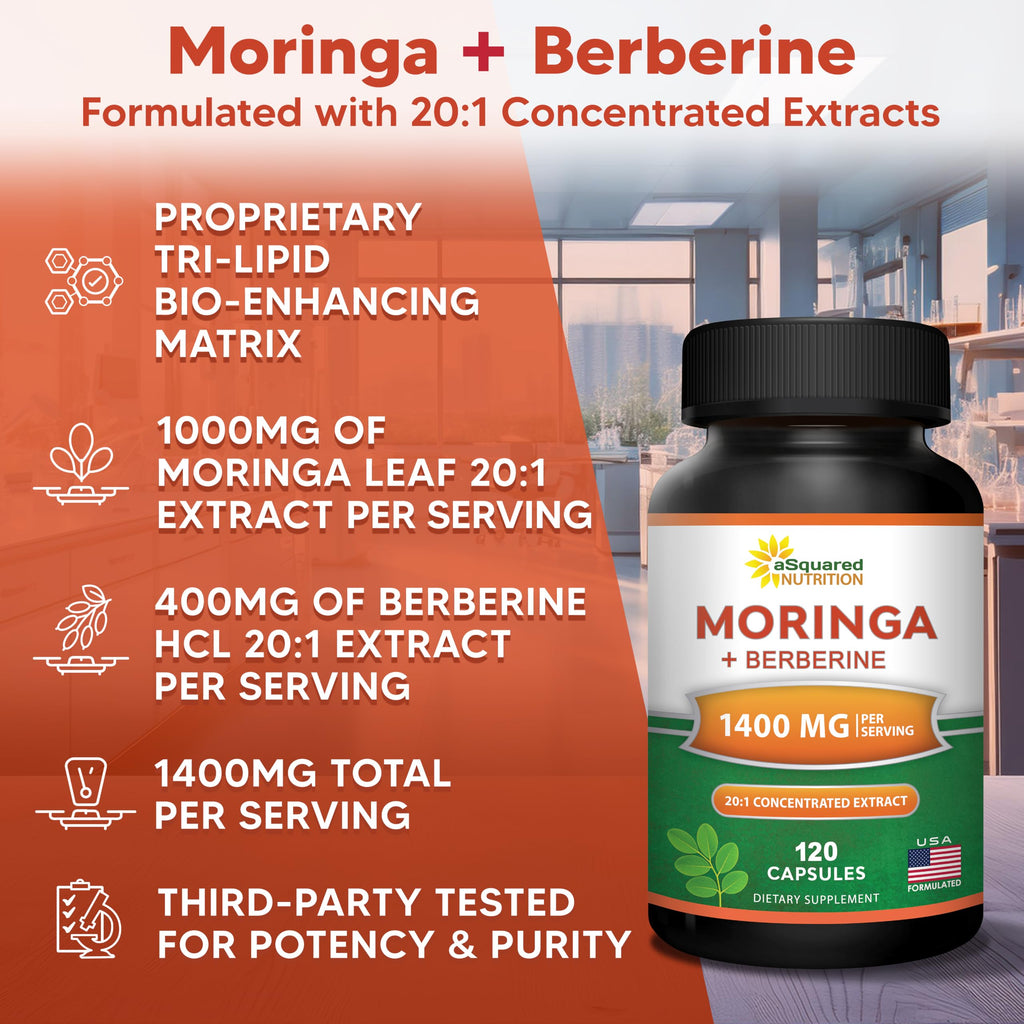 Moringa with Berberine Supplement 120 Capsules I242