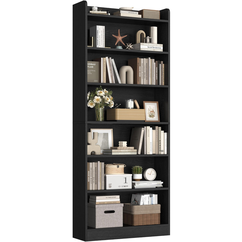 Black 7-Tier Adjustable Shelves Bookcase P23075