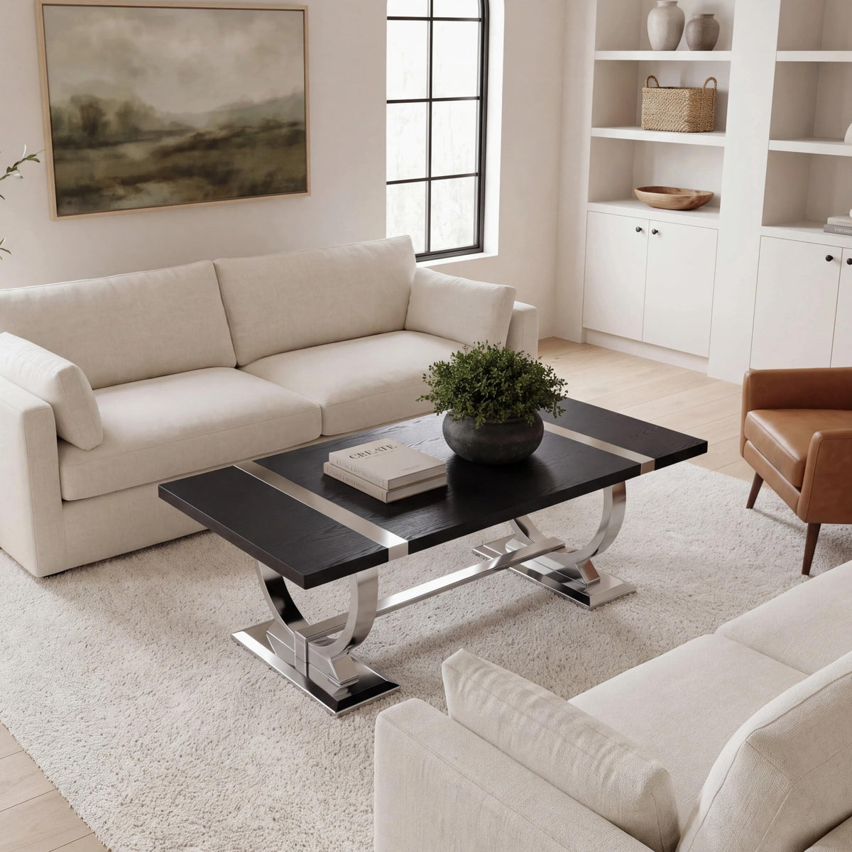 50" Black and Silver Coffee Table R2339