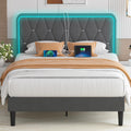 Dark Grey Velvet Upholstered Queen Bed Frame with Headboard Y655804