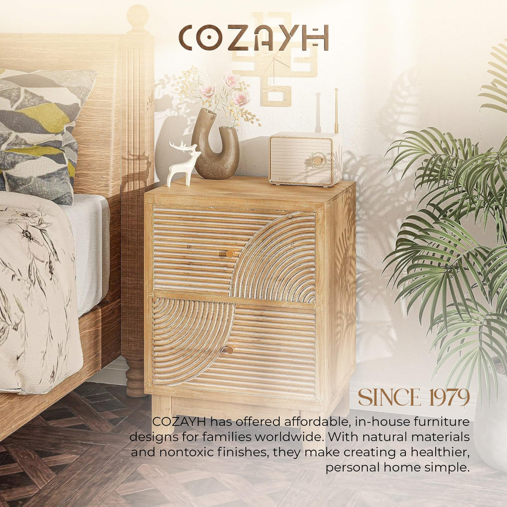 2 Drawer Wood Nightstand V928