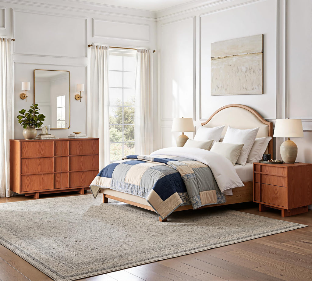 47" Wide 6 Drawer Dresser and Nightstand Set 3 Piece, Cherry P592954