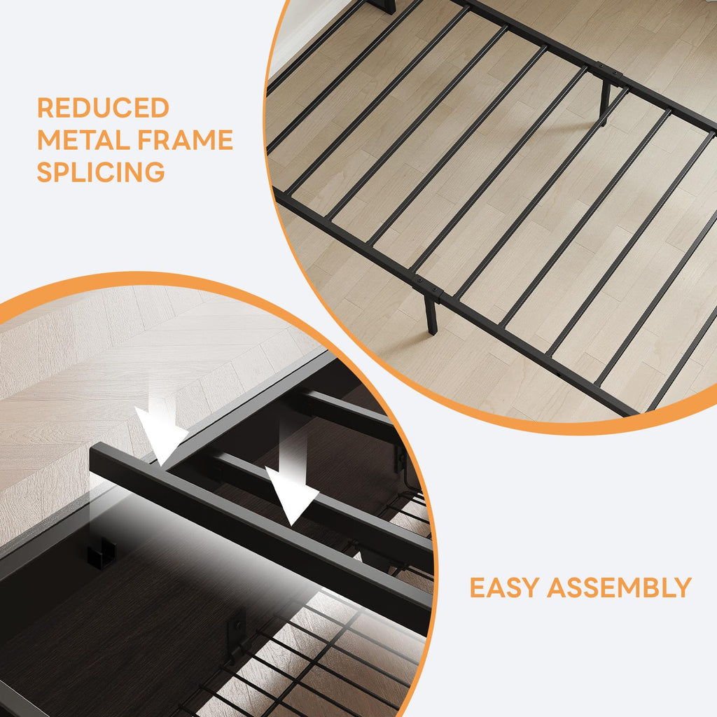 Twin Bed Frame with Storage Drawers and LED Light W61765