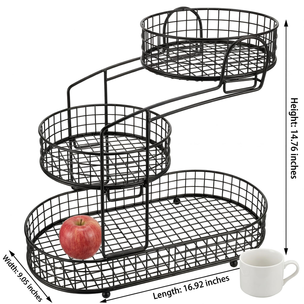 3-Tier Metal Fruit Basket Vegetable Storage Basket M738