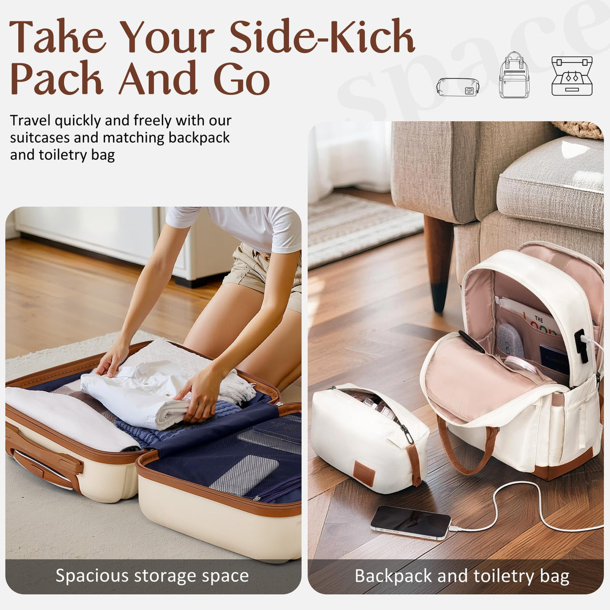 White 3 Piece Hardside Luggage Set U6366