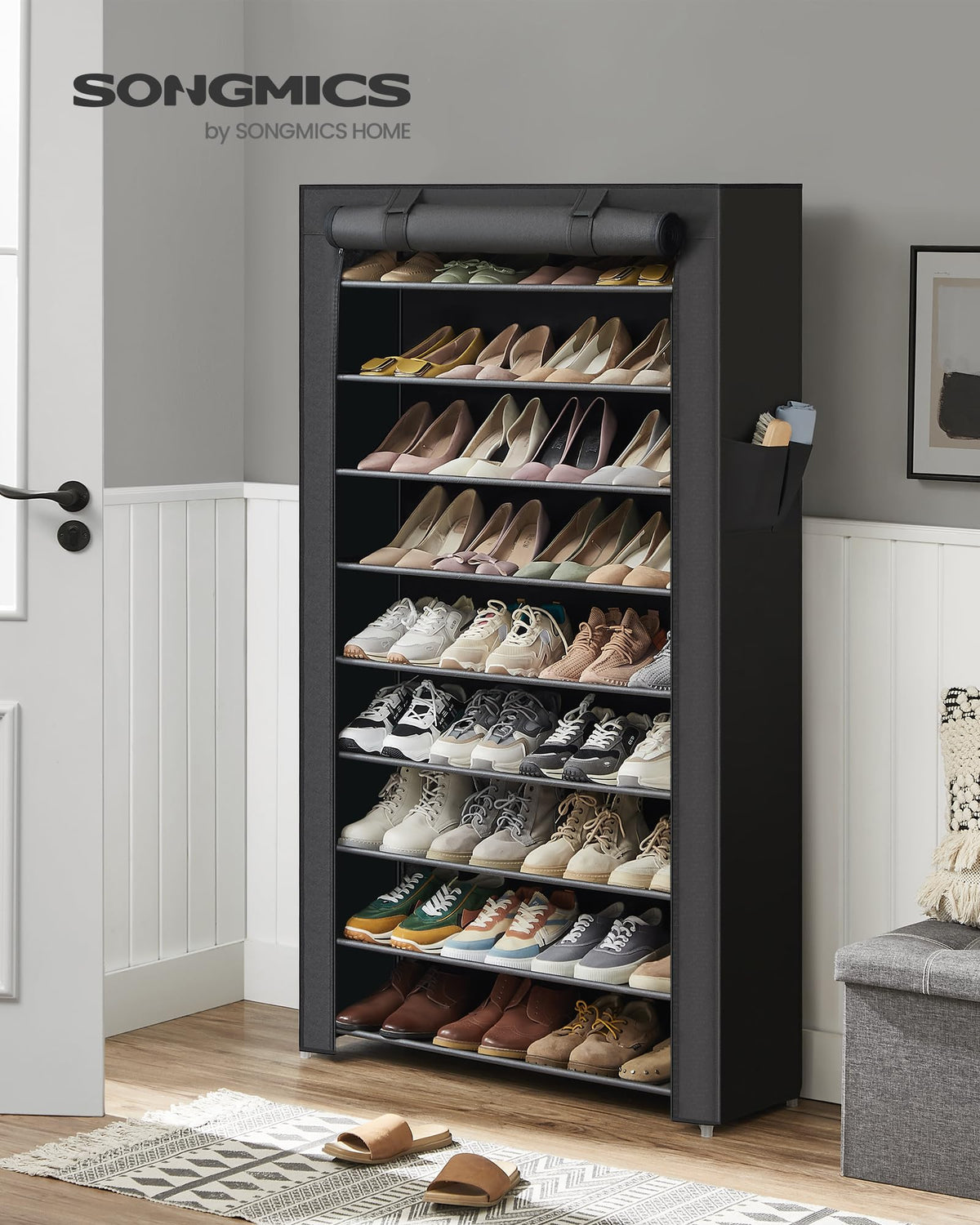 10-Tier Shoe Rack with Cover O850225