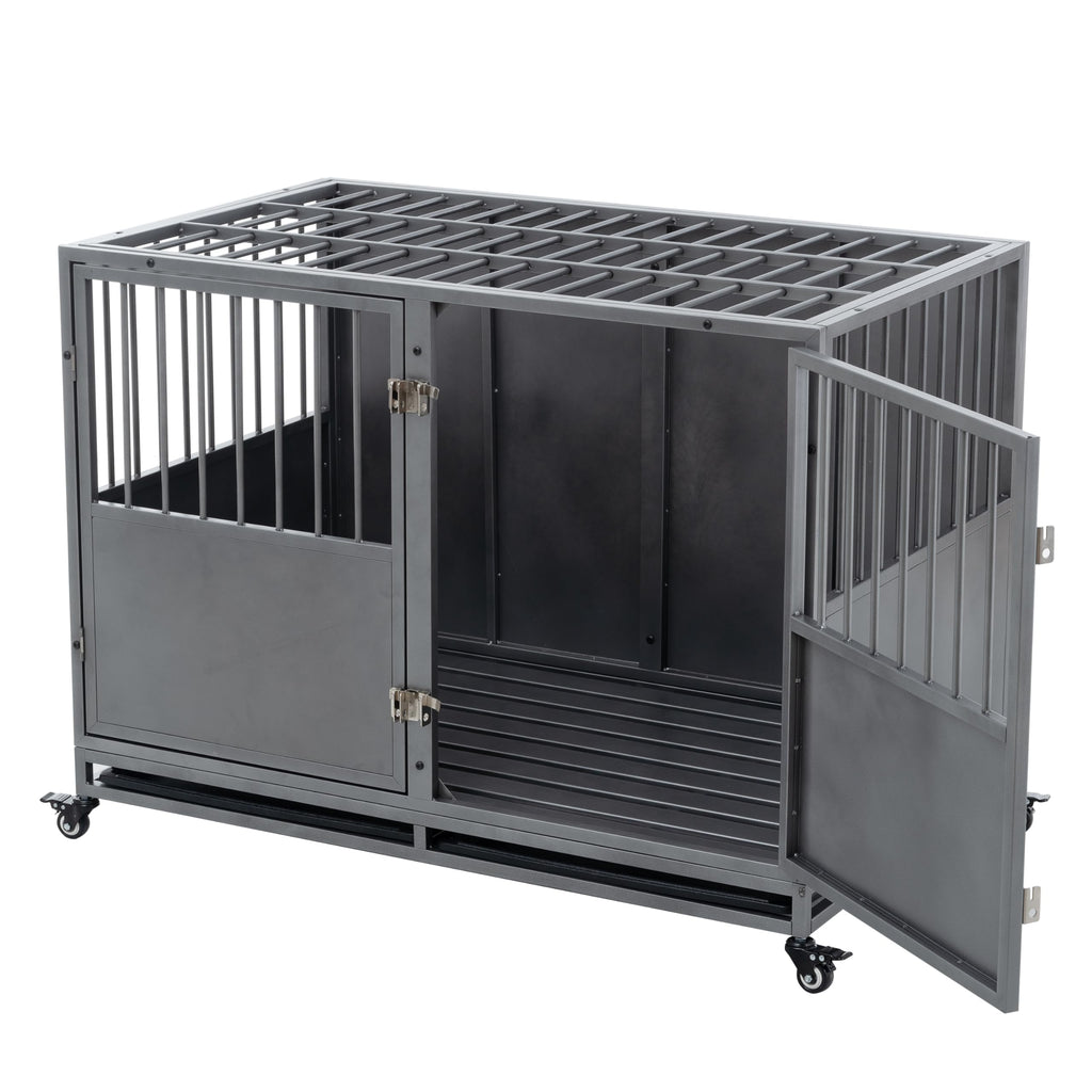 48 inch Heavy Duty Folding Metal Dog Cage with Divider Panel E203