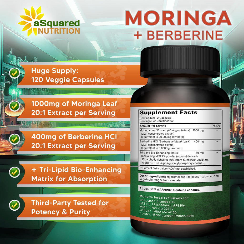 Moringa with Berberine Supplement 120 Capsules I242