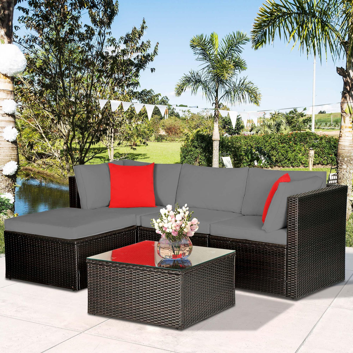 Waterproof Outdoor Couch Cushions 4 Seat Dark Grey G562259