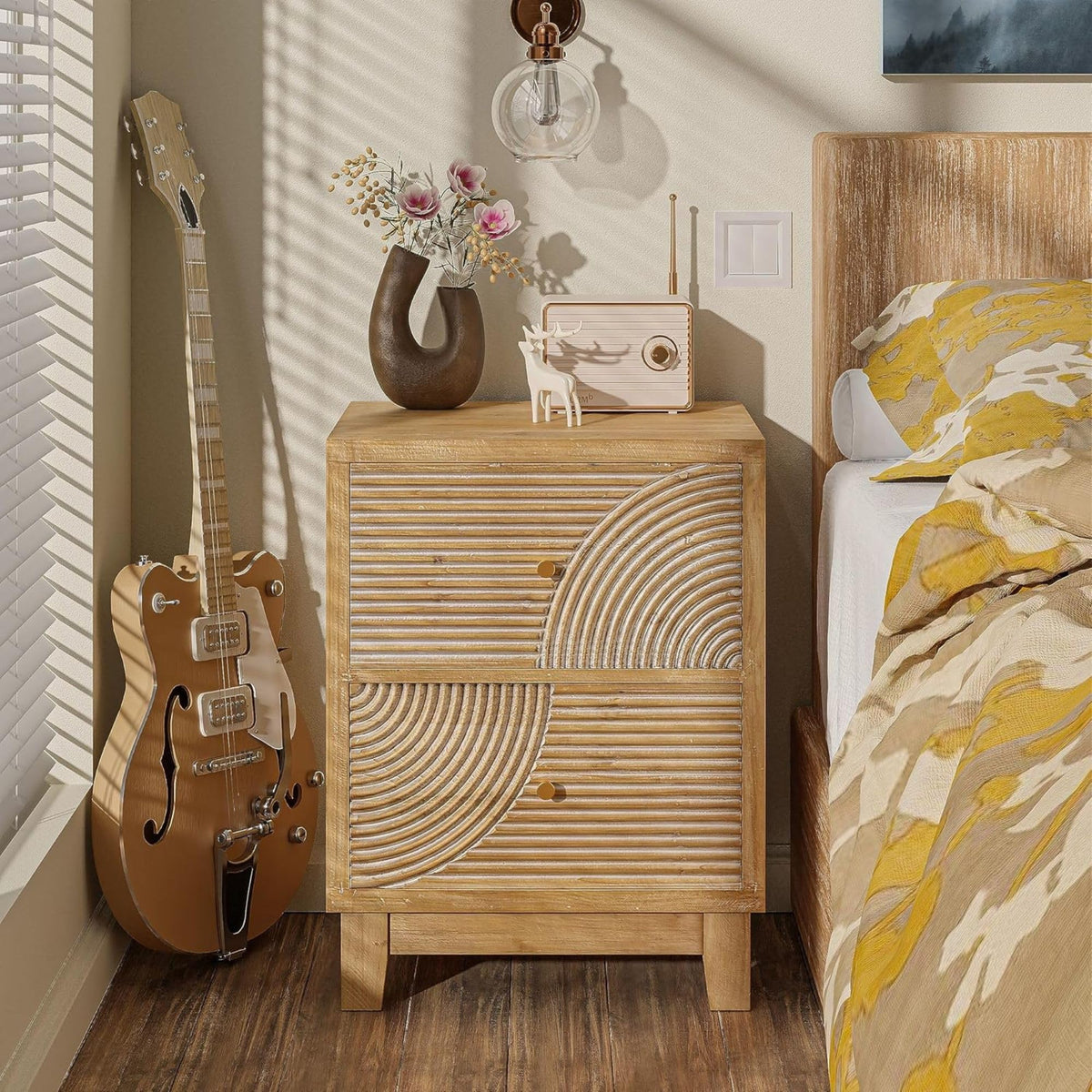 2 Drawer Wood Nightstand V928