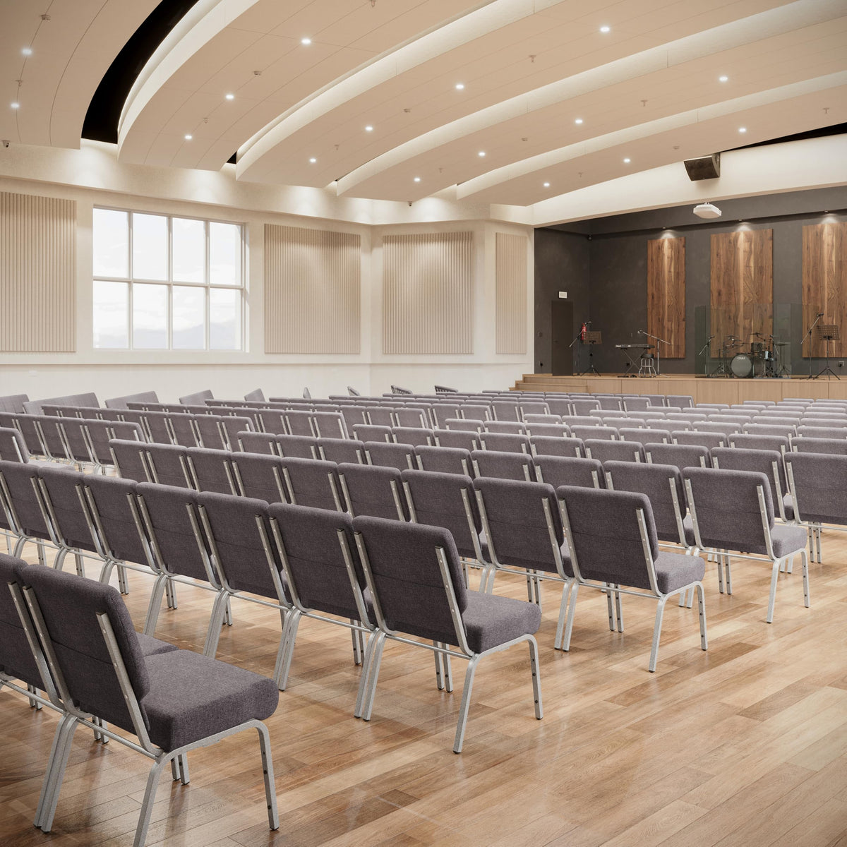 4 Pack Stacking Church Chair in Gray Fabric Q969240