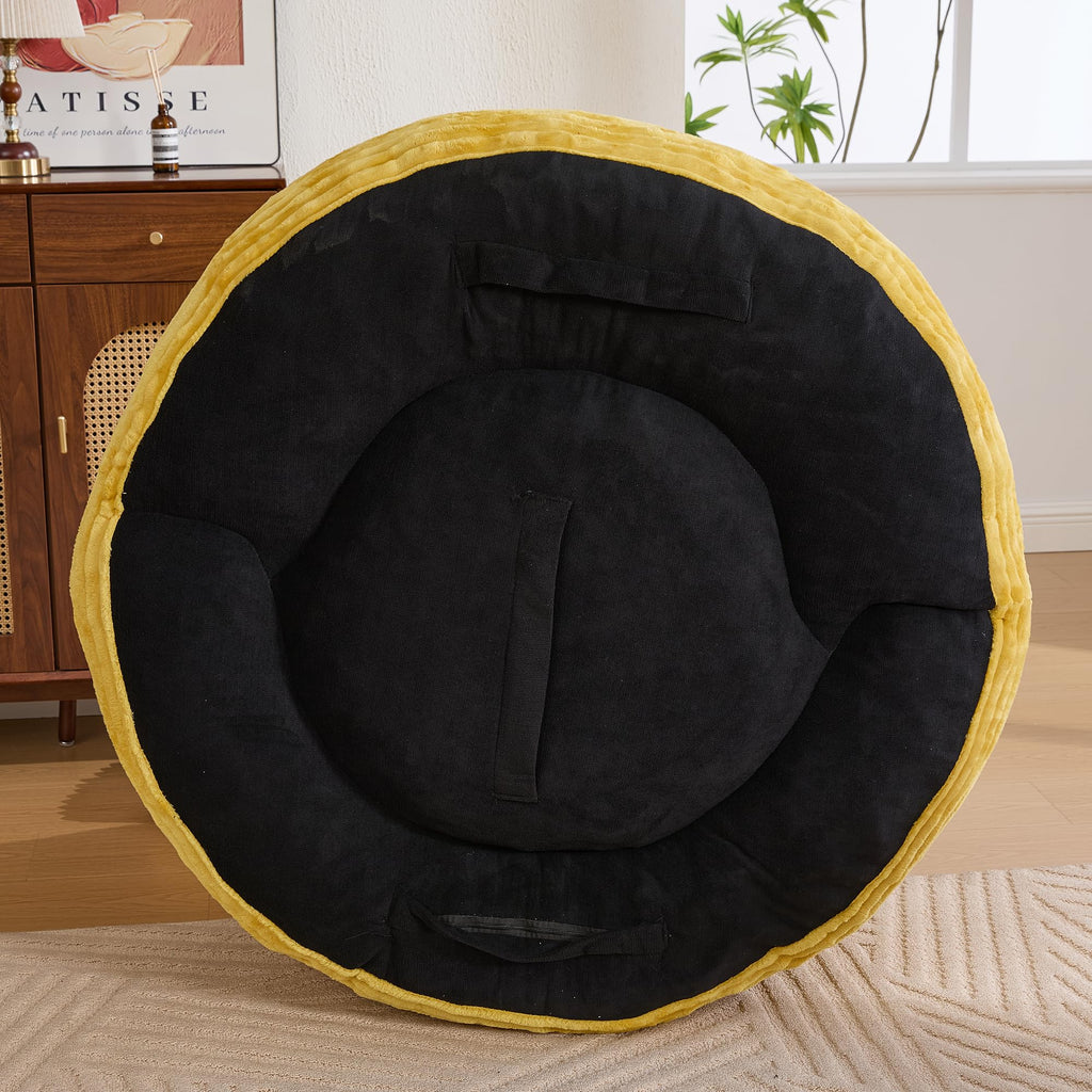 Oversized Memory Foam Bean Bag Chair with Pillows and Backrest, Mustard Yellow E44210