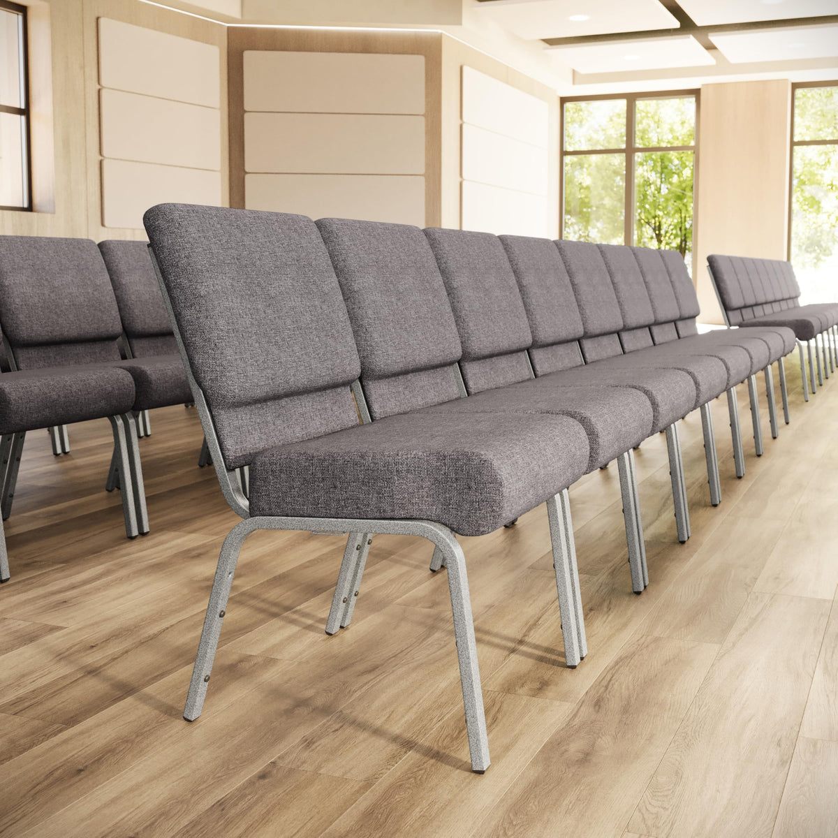 4 Pack Stacking Church Chair in Gray Fabric Q969240
