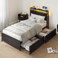 Twin Bed Frame with Storage Drawers and LED Light W61765