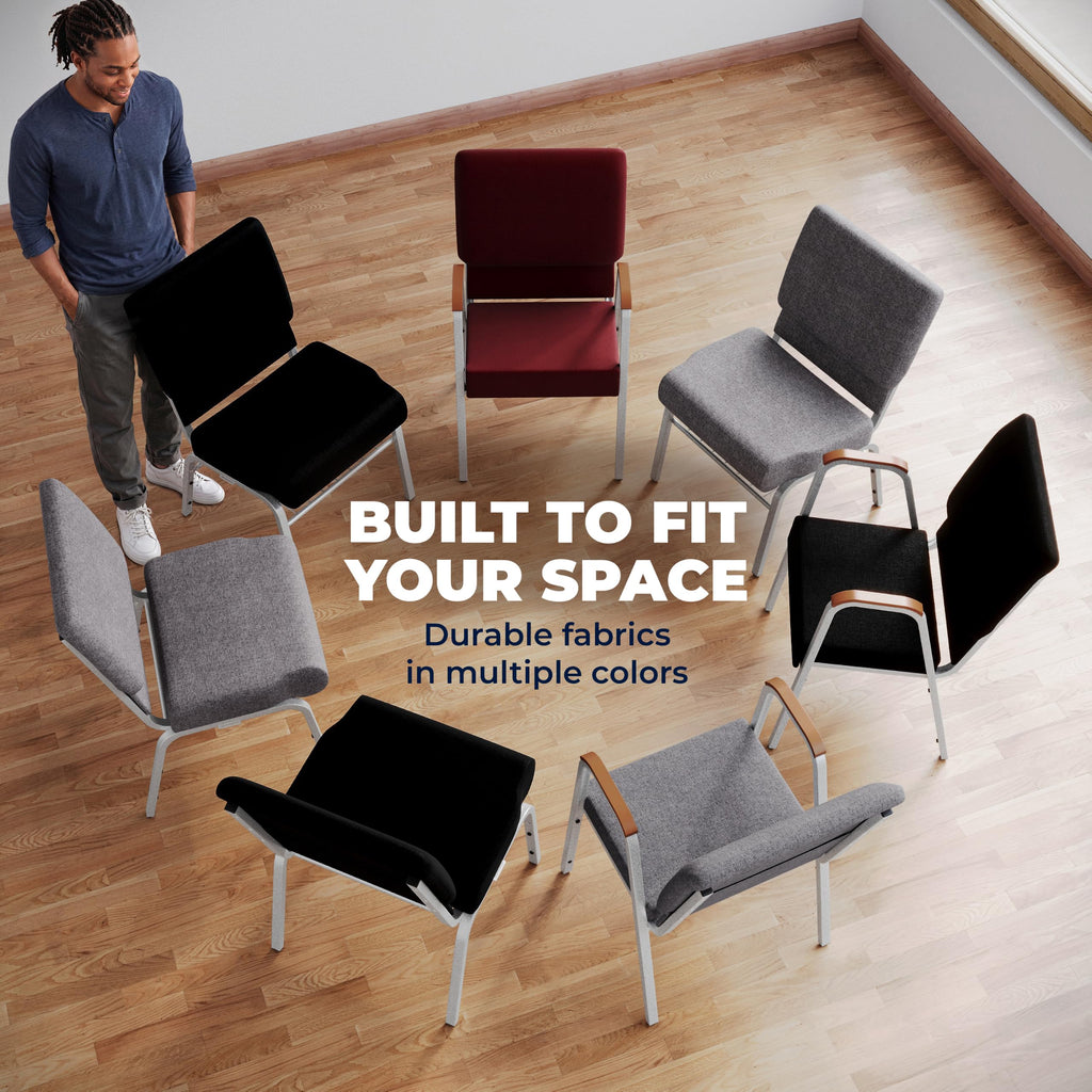4 Pack Stacking Church Chair in Gray Fabric Q969240