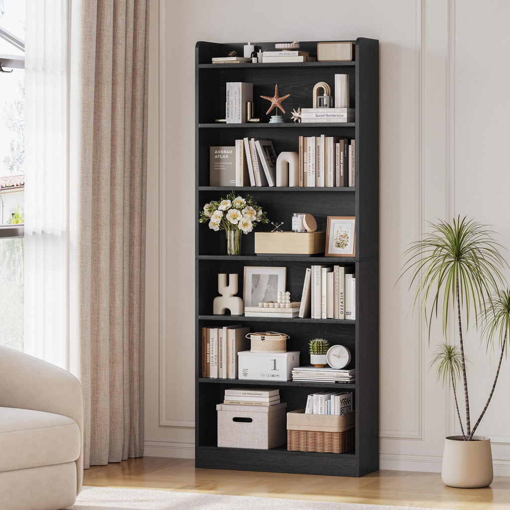 Black 7-Tier Adjustable Shelves Bookcase P23075