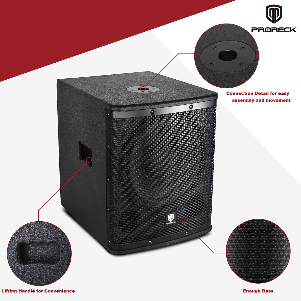 18 inch 3000W Powered PA DJ Subwoofer with Class-D Amplifier, Black R7996
