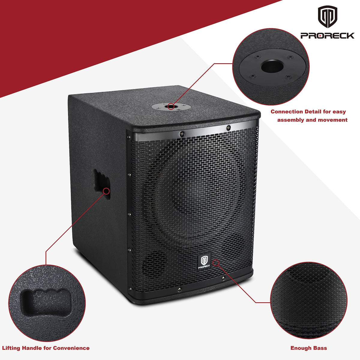 18 inch 3000W Powered PA DJ Subwoofer with Class-D Amplifier, Black R7996